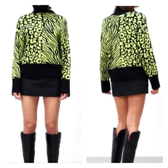 NEW ZARA Bloggers Fave Mixed Animal Print Turtleneck Sweater S - Picture 4 of 8
